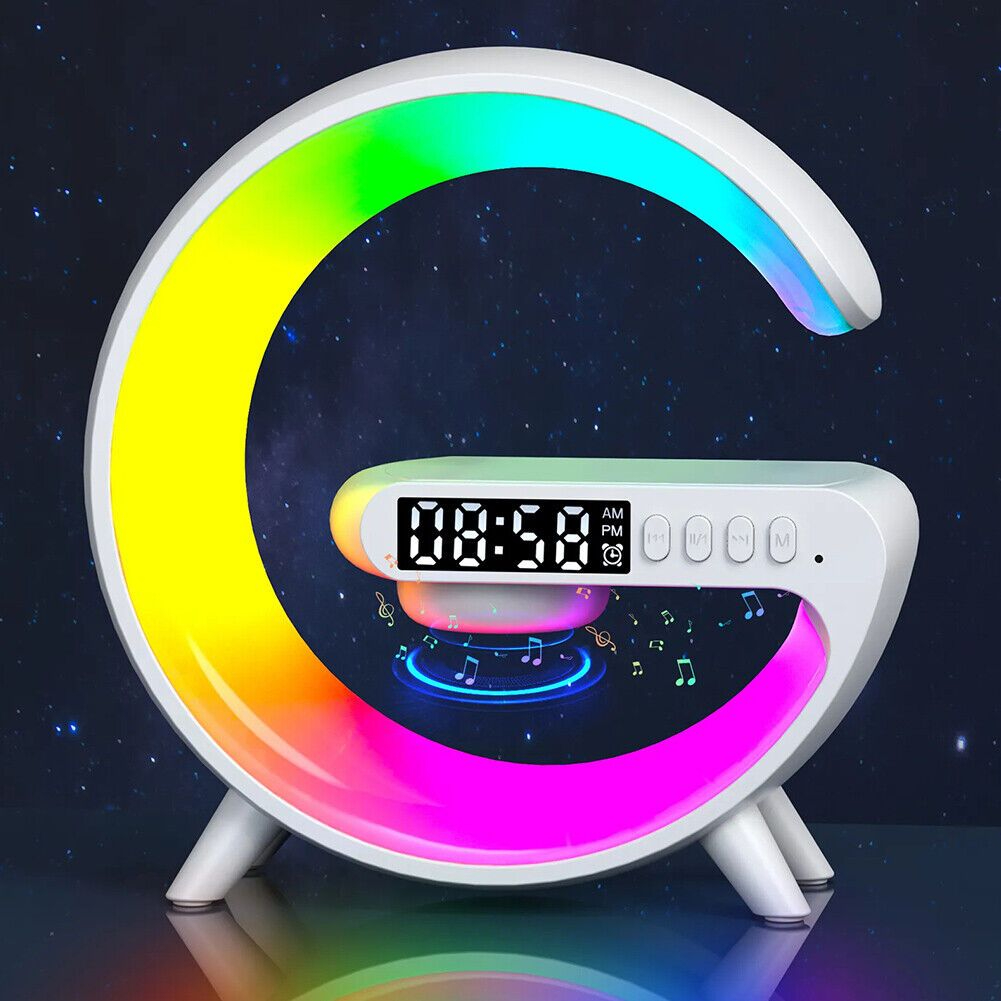 G63 RGB Bluetooth Speaker with 10W Wireless Charging | 4 in 1 LED Night Lamp, Alarm Clock & Charging Station