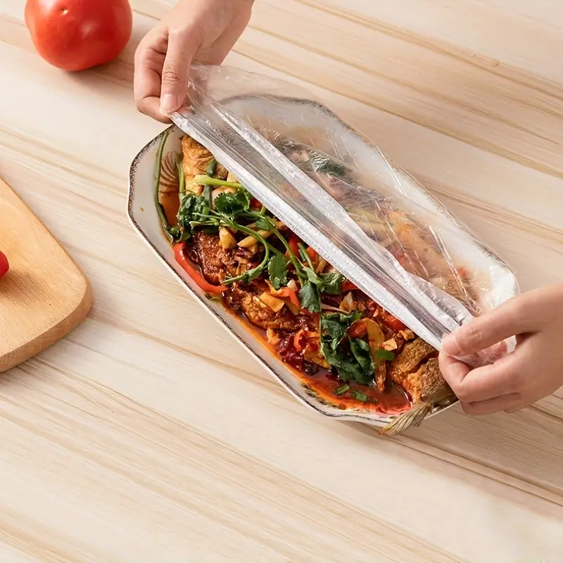 2-in-1 Stack-Up Storage Shelf with 100 Disposable Food Cover Bags | Kitchen Organizer Rack & Stretch Food Covers Set