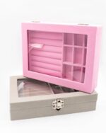 Jewelry Storage Organizer Box with Lock | Synthetic Leather Jewelry Case with Velvet Interior for Rings, Earrings, Necklaces & Bracelets (Random Color) - Image 5