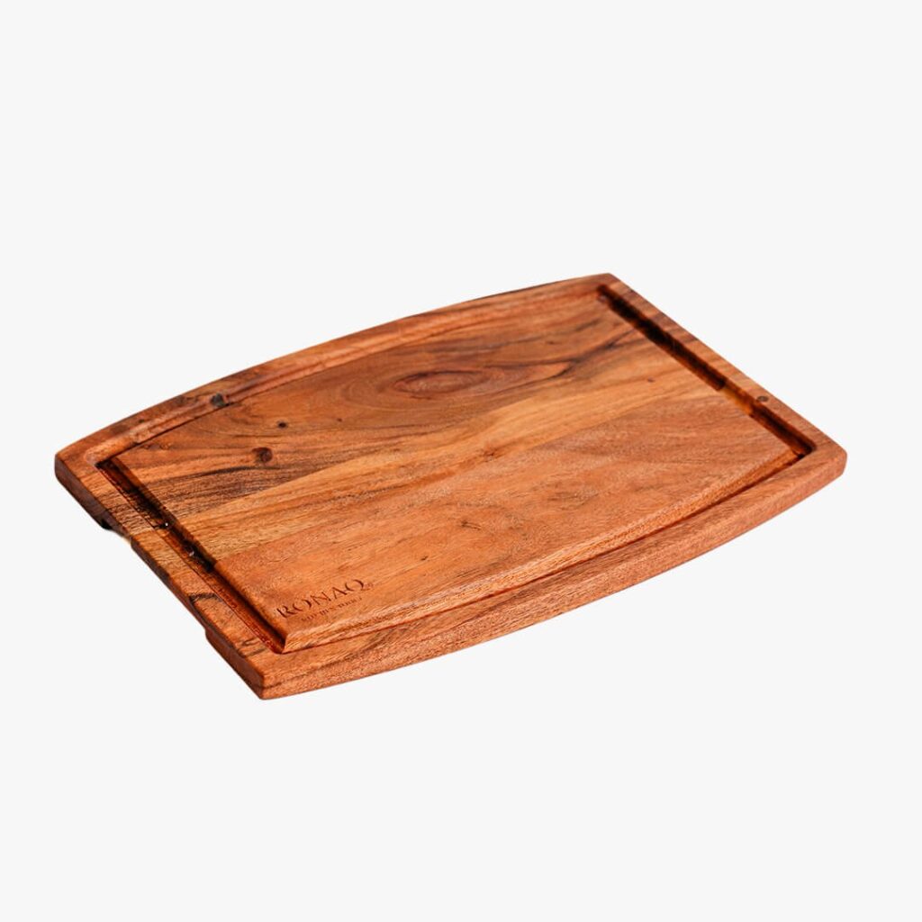 Acacia Parabola Face Grain Cutting Board 14 x 10 Inch | Premium Wooden Butcher Block for Kitchen