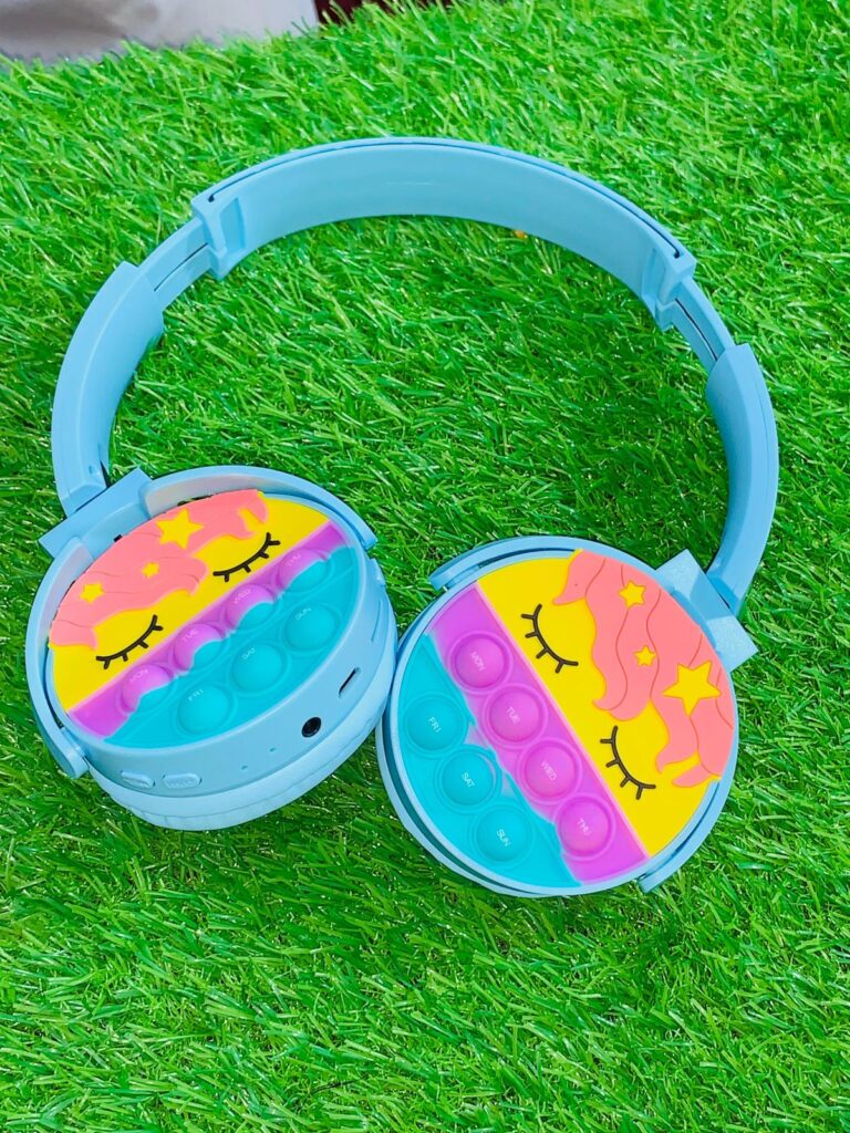Cute Pop It Wireless Bluetooth Headphones - Foldable Kids Headset with Memory Card Support, Wired and Wireless Modes, Soft Earpads (Random Color) Pakistan