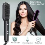 HQT‑909 Hair Straightener Ceramic Heated Hair Brush Straightener for Straight, Curl & Different Styling | Random Color - Image 5