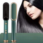 HQT‑909 Hair Straightener Ceramic Heated Hair Brush Straightener for Straight, Curl & Different Styling | Random Color