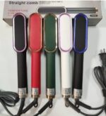 HQT‑909 Hair Straightener Ceramic Heated Hair Brush Straightener for Straight, Curl & Different Styling | Random Color - Image 2