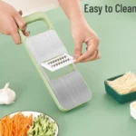 5-in-1 Multi-Functional Vegetable Slicer & Grater, Adjustable Mandoline Cutter with Interchangeable Stainless Steel Blades - Image 4
