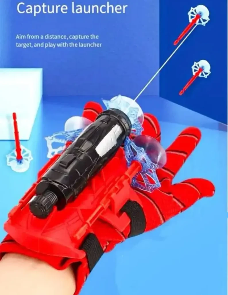 Spiderman Web Dart Shooter Toy | Kids Spider Launcher with Optional Gloves | Superhero Role-Play Toy