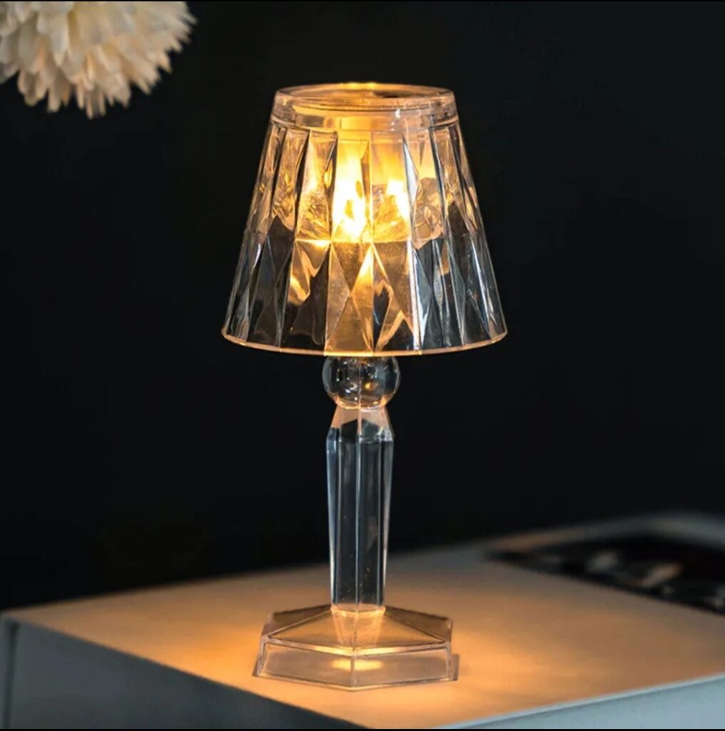 LED Crystal Diamond Table Lamp Cell Operated Night Light for Bedroom & Home Decoration