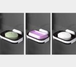 Wall Mounted Soap Holder with Draining Tray, Self Draining Shower Soap Rack, Removable Single Layer Soap Case for Bathroom Kitchen and Shower Wall