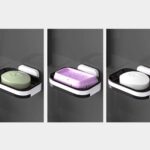 Wall Mounted Soap Holder with Draining Tray, Self Draining Shower Soap Rack, Removable Single Layer Soap Case for Bathroom Kitchen and Shower Wall