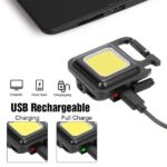 500 Lumens Mini Pocket COB LED Keychain Light USB Rechargeable Portable Flashlight - Image 4