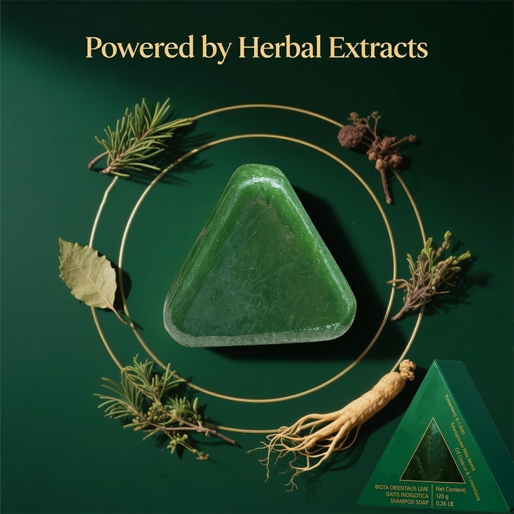 Nature Triangle Shampoo Bar Nature Seven Green Soap 50g Plant Based Organic Hair Cleanser Made in Pakistan