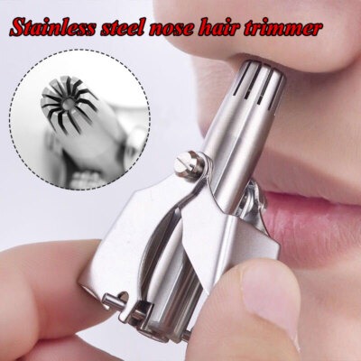 Mini Portable Stainless Steel Nose Hair Trimmer Manual Safe Grooming Tool for Men in Pakistan