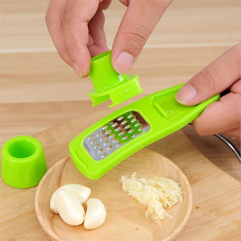 Garlic Press Grater Slicer Plastic Manual Grinder Kitchen Tool