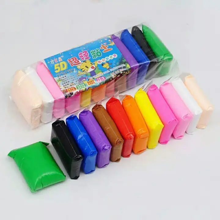 5D New 12 Colors Dough Playdough, Polymer Clay / Super Light Clay DIY Toy with 12 Colours and Modelling Tools