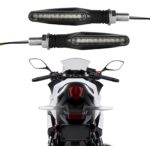 Pack of 4 Audi Flow Style LED Motorcycle Turn Signal Indicators Amber Lights - Image 2