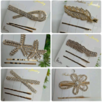Beaded Pins & Hair Clips Set, 3 Pcs Stylish Metal Hair Accessories Card | Random Designs & Multicolor Styles - Image 3