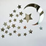 15 Stars & 1 Moon Silver Acrylic Mirror Wall Stickers | Decorative Wall Decals for Kids Bedroom, Nursery & Home Decor - Image 2