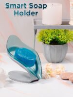 Smart Soap Holder Wall Mounted, Whale Shape Self Adhesive Soap Dish with Drain Board, Premium PP Bathroom Soap Bar Holder for Kitchen and Bathroom