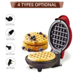 Mini Waffle Maker Non Stick Breakfast Machine Easy Clean Compact Waffle Maker