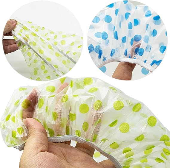 Pack of 6 Waterproof Shower Caps for Women & Kids | Reusable Bath Caps for Long Hair