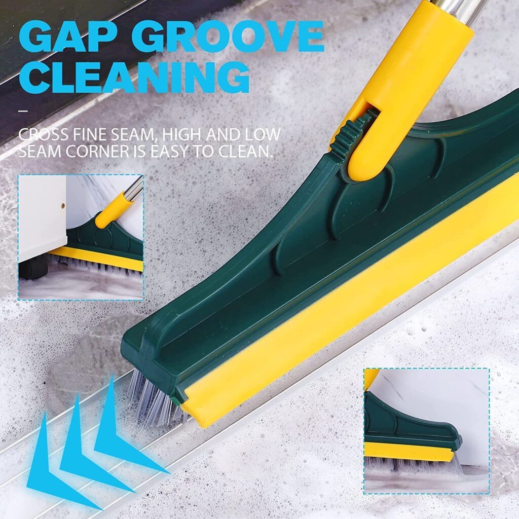 2 in 1 Floor Cleaning Brush with 120° Rotatable Head - Bathroom Tile, Window & Floor Scrubber with Wiper | Multipurpose Long Handle Cleaning Brush Pakistan
