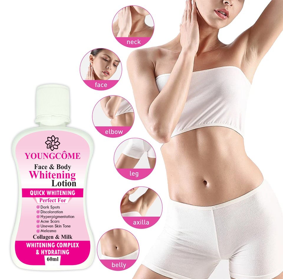 YOUNGCOME 60ml Face Body Whitening Lotion Underarm Brightening Private Underarm Body Cream Legs Whitening Parts – Fast Whitening, Underarm & Body Brightening Cream for Dark Skin, Body Odor Protection