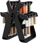 18 Jar Rotating Spice Rack Set | Revolving Kitchen Spice Organizer with Empty Glass Spice Jars & Storage Stand - Image 2
