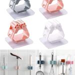 Pack of 3 Mop and Broom Self Adhesive Holder Wall Mount Magic Hanger Organizer Cleaning Tools Storage Mop Rack (Random Color) – No‑Drill Plastic Wall‑Mounted Mop and Broom Holder for Home, Kitchen, Bathroom & Garage