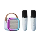 Mini Portable Karaoke Bluetooth Speaker with 2 Wireless Microphones | Bluetooth 5.0 Karaoke Machine for Kids & Family (Random Color)