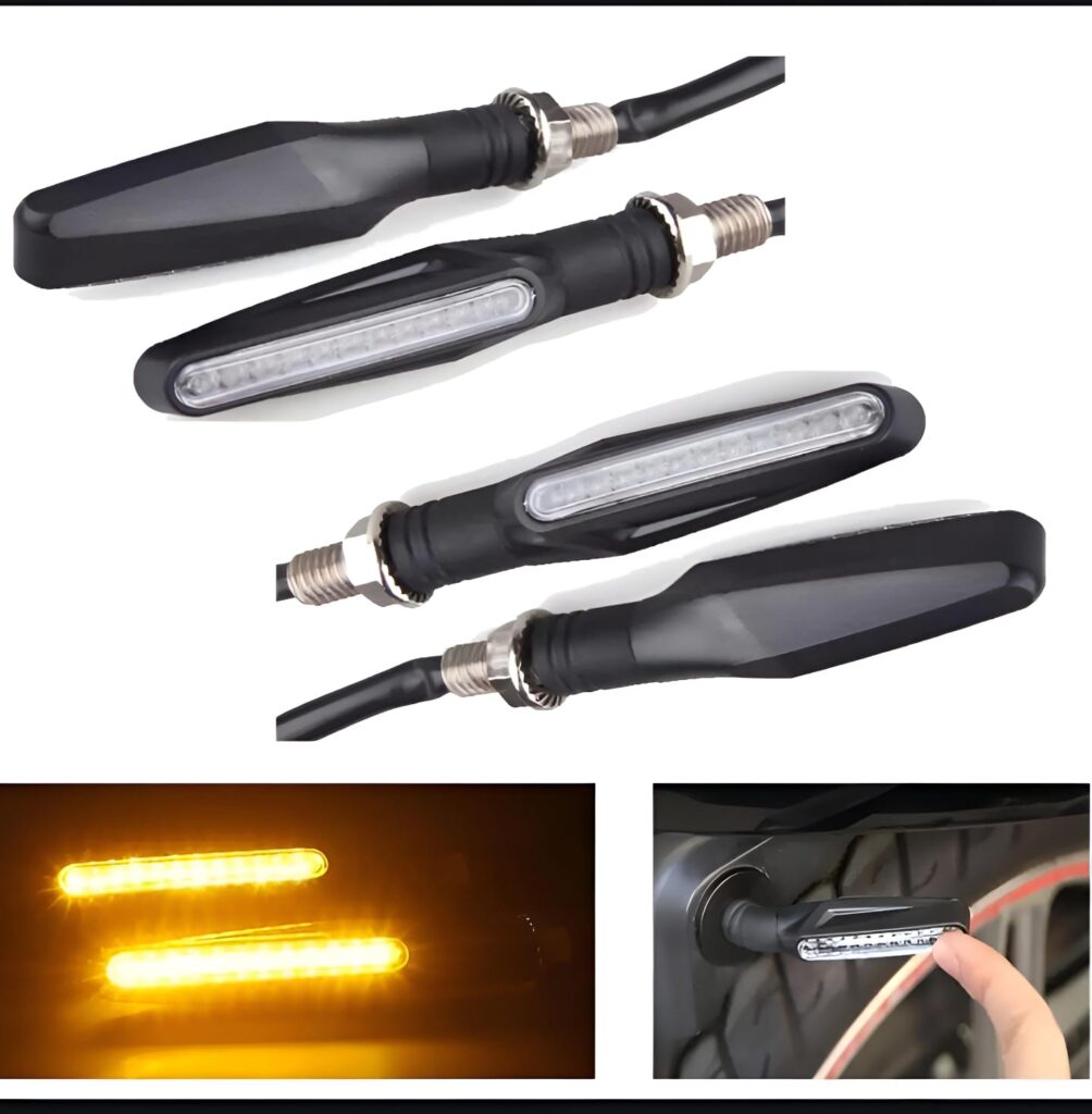 Pack of 4 Audi Flow Style LED Motorcycle Turn Signal Indicators Amber Lights