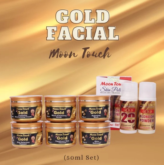 Gold Facial Set 50ml with Mini Polisher & Free Sponge | Complete Gold Facial Kit for Glowing Skin