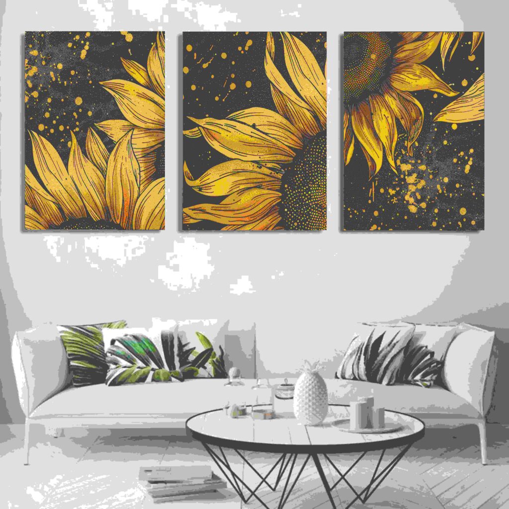 Set of 3 Wall Art Wooden Phototile Frames for Wall Decor (Floral)