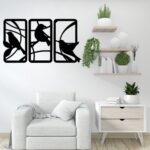 Handcrafted Wooden Sparrow Wall Decor, 3 Panel Nature-Inspired Bird Wall Art for Home & Office