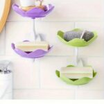Multicolor Lotus Flower Soap Holder | Double Layer Wall Mounted No Drill Soap Stand with Drainage for Bathroom (Random Color)