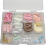 96 Pcs Artificial Nails with Beads, Multicolor DIY Nail Art Decoration Set with Premium ABS Plastic Tips - Image 3