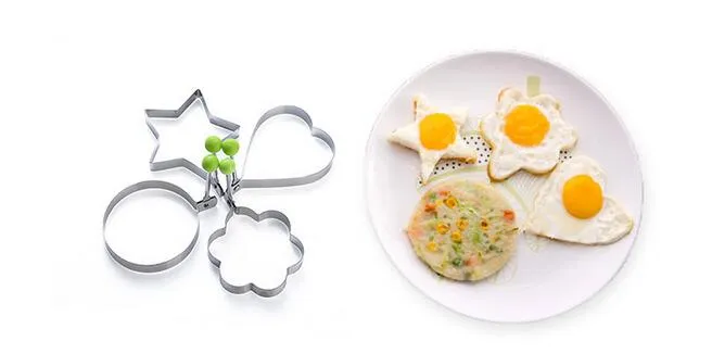 Pack of 4 Egg Shaper Kitchen Tools Stainless Steel Star Heart Round Flower Egg Molds