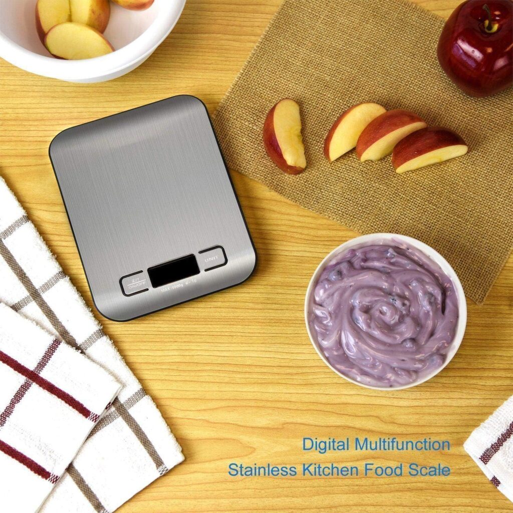 Digital Stainless Steel Kitchen Scale 5KG Electronic Food Weighing Scale with LCD Display for Baking, Cooking & Home Kitchen