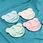 5 Pcs Bear Kids Dinner Plate Set | Cartoon Divided Plate with Fork & Spoon for Toddlers & Preschoolers (Random Color)