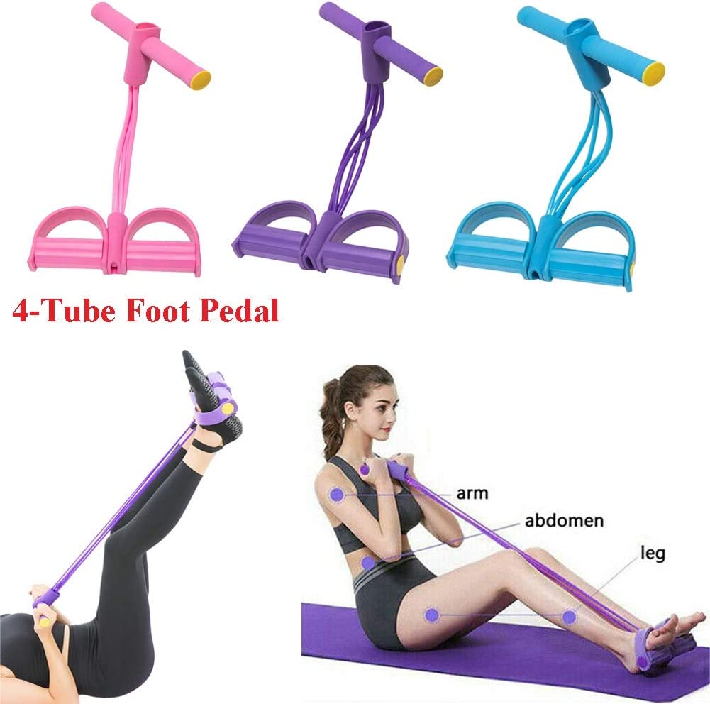 Foot Pedal Resistance Band Elastic Sit‑Up Pull Rope, Tummy Trimmer & Yoga Fitness Gym Rope (Random Colors)