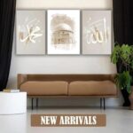 3-Piece Islamic Wooden Wall Art Set Featuring Allah, Muhammad And Calligraphy Design