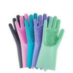 Magic Silicone Dish Washing Gloves with Built In Scrubber | Reusable Heat Resistant Cleaning Gloves for Kitchen, Bathroom, Car & Household (1 Pair) - Image 3