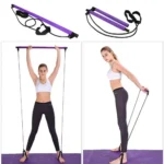 Portable Pilates Studio Yoga Gym Exercise Resistance Band Elastic Home Pilates Bar Stick Fitness Rope for Home, Gym & Travel Workouts (Random Colours) - Image 2