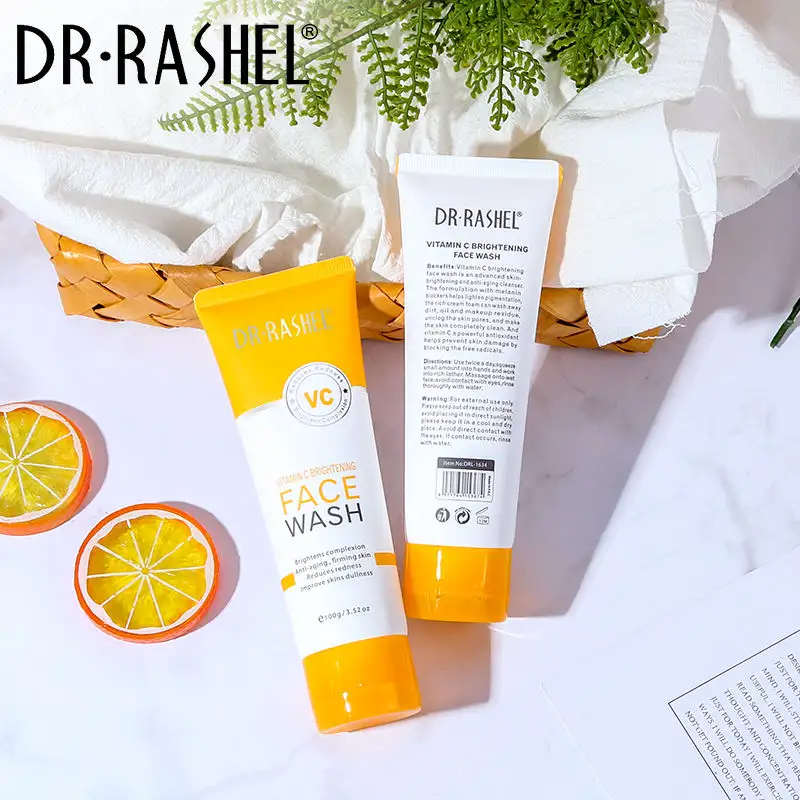 DR RASHEL Vitamin C Brightening Face Wash 100g - Oil Control Acne Fighter with Dark Spot Reduction | Daily Glow Cleanser for All Skin Types