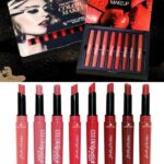 Pack Of 8 2‑in‑1 Matte Lipstick And Lip Liner Set – Waterproof Long Lasting Makeup Lipliner Pen Set for Women