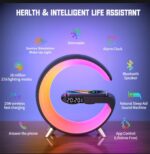 G11 G Shape Bluetooth Speaker with Wireless Charger & Digital Alarm Clock Lamp - Image 2