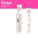 Kemei KM-3024 4-in-1 Rechargeable Ladies Hair Remover & Epilator | Shaver, Nose Trimmer, Eyebrow & Body Grooming Kit (Random Color) - Image 3