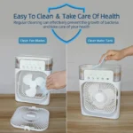 Portable Air Conditioner Fan USB Electric Fan with LED Night Light & Water Mist Humidifier | Mini Air Cooler 10 Inch - Image 4
