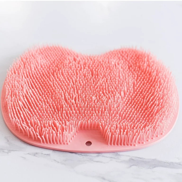 Silicone Shower Foot & Back Scrubber Mat with Suction Cups | Wall Mounted Body Massager & Foot Cleaning Brush (Random Color)