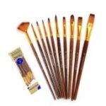 10Pcs Multi Shapes Brush, 10 Piece Multi‑Shape Art Paint Brush Set for Acrylic, Oil, Watercolor, Face, Nail & Craft Painting