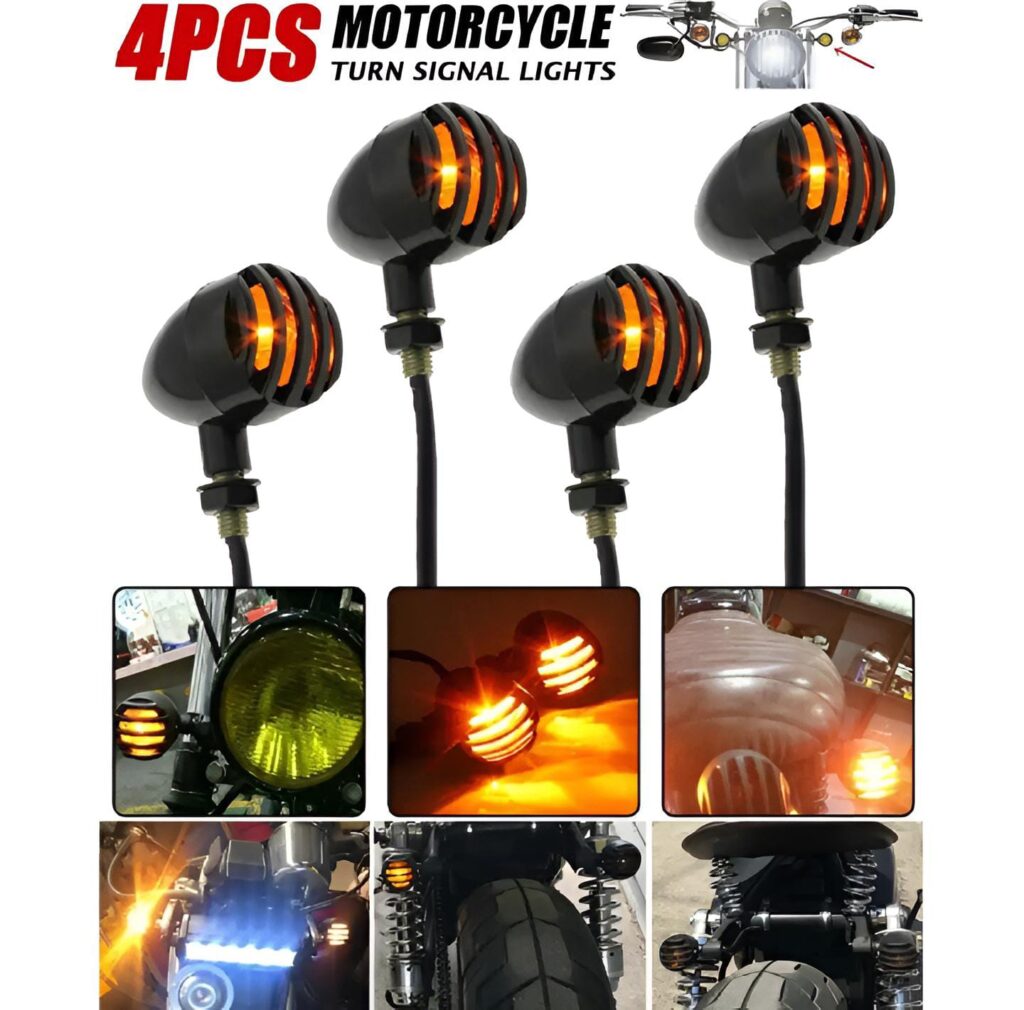 Pack of 4 Yellow LED Grill Indicators for Bikes Stylish Motorcycle Signal Lights